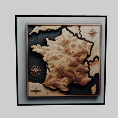 france map topography cnc router laser & 3d printer art world world-map yeggi earth planet africa europe asia antarctica continent 3d print model - Mito3D