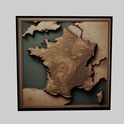 france map topography cnc router laser & 3d printer art world world-map yeggi earth planet africa europe asia antarctica continent 3d print model - Mito3D