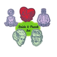 frank Braut einstellen 5 Plätzchen Cutter Briefmarken Gadget kawaii Cupcake Frankenstein 3d print model - Mito3D