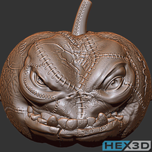 frankenpumpkin various hex3d frankenstein spook pumpkin halloween 3d print model - Mito3D