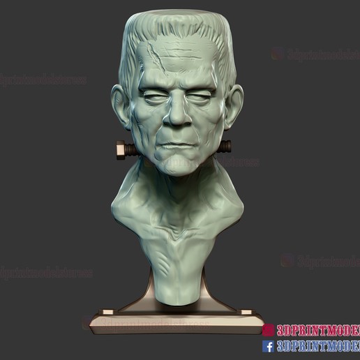 o monstro de frankenstein escultura busto arquivo stl a arte demônio alien dragão dia das bruxas 3d imprimir digital cabeça humanos do estátua 3D print model - Mito3D