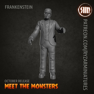 Frankenstein oyun korku canavar cadılar bayramı yazı tahtası dehşete düşmüş ttrpg dnd Cthulhu mini evrensel minyatür 28mm 32mm ryzar ryzarmi Ryzarminyatürler 3d print model - Mito3D