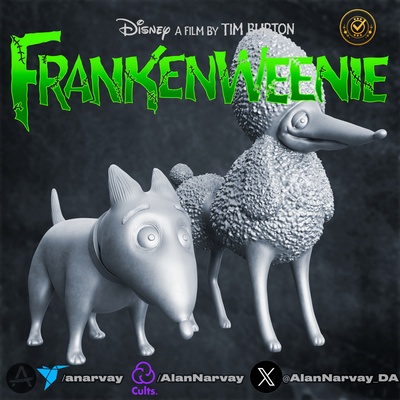 frankenweenie scintillante amp persefone arte film tim burton disney cane 3d print model - Mito3D