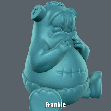 frankie easy print support art cute monster spookiz cartoon animal figure minion sculpture supportless 3d print model - Mito3D