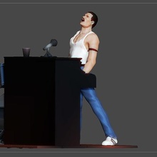 Freddie Merkür kraliçe piyano versiyon heykel Sanat karakter heykelcik grup 3d print model - Mito3D