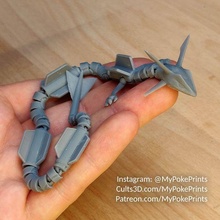 livre articulado Rayquaza flexível Pokémon Dragão animal serpente lagarto impressão colocar flexi brinquedo Diversão mcgybeer asas cinza colecionável 3d print model - Mito3D