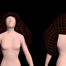 free 3d woman's hair lost princess game woman wig 3d print model - Mito3D