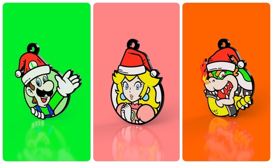 gratis Bowser Navidad llave cadena Arte Super Mario súper mario llavero 3d print model - Mito3D