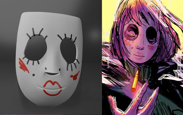 free cosplay mask - children of sun fashion indiegame video game shooter indie stylized costume face unhinged horror 3d print model - Mito3D