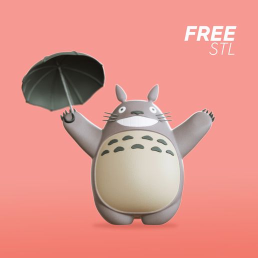 libre heureux Totoro parapluie art mignonne jouet cadeau résine figure l'amour mur décoration chibi kawaii amusement Valentin ghibli pluie 3D print model - Mito3D