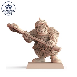 free miniature - old school orc warrior two handed axe age sigmar aos dnd dungeons dragons greenskin 28mm mordheim oldhammer orcs warhammer fantasy 3d printing 3d print model - Mito3D