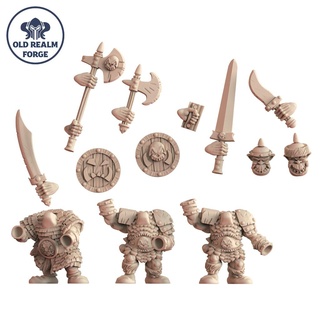 free miniatures - old school modular orc warriors set 1 age sigmar aos dnd miniature greenskin 28mm mordheim orcs goblins warhammer fantasy 3d printing 3d print model - Mito3D