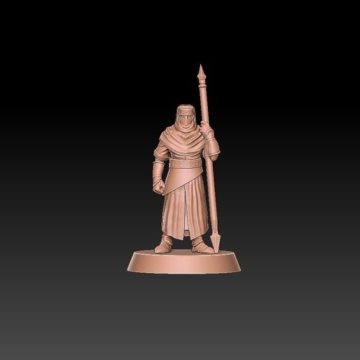 free night s cult soldier spear pose 1 miniature stl file game wargame tabletop 3D print model - Mito3D