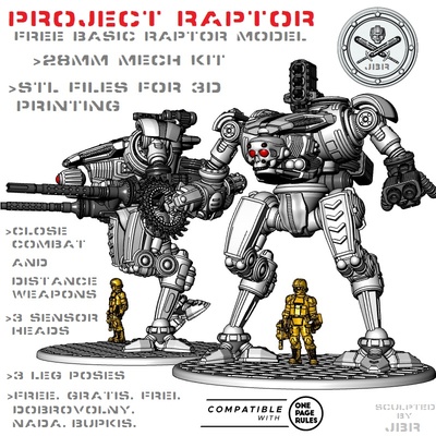 gratuito progetto raptor the base gioco mech mecha personalizzato telaio modulare lama cavaliere guerriero robot armatura opr regole 3d print model - Mito3D