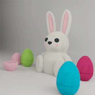 free rabbit piggy bank print-in-place supports needed easter egg bunny coin toy kawaii pokemon decor home case holder money cute farm 3d print model - Mito3D