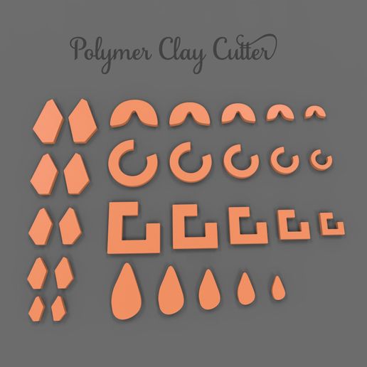 free set polymer clay cutter 5 design sizes various cookie mold earrings jewelry gift cookies home 3D print model - Mito3D