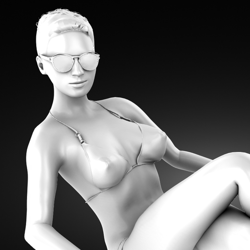 free today beautiful beach girl sitting boss 3D print model - Mito3D