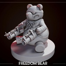 libertad oso muerto esculpir juego osito peluche pistola máquina pesado arma 3d impresión miniatura figurilla 3d print model - Mito3D
