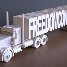 freedom convoy 2022 truck art canada usa rights america trailer 18 wheeler cargo 3d print model - Mito3D
