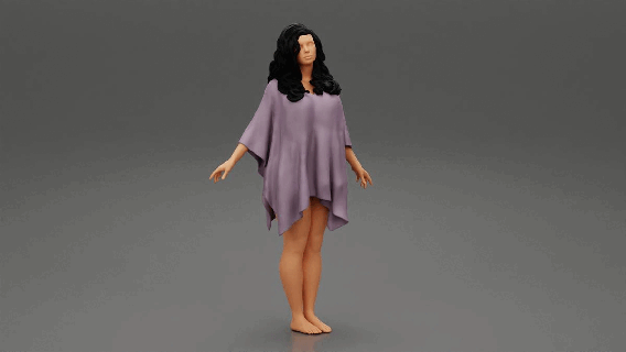 liberdade mulher sentindo livre braços Largo abrir posando moda corpo roupas menina personagem humano fêmea anatomia estátua escultura metamorfose pé impressão modelo vestir cabelo 3d print model - Mito3D