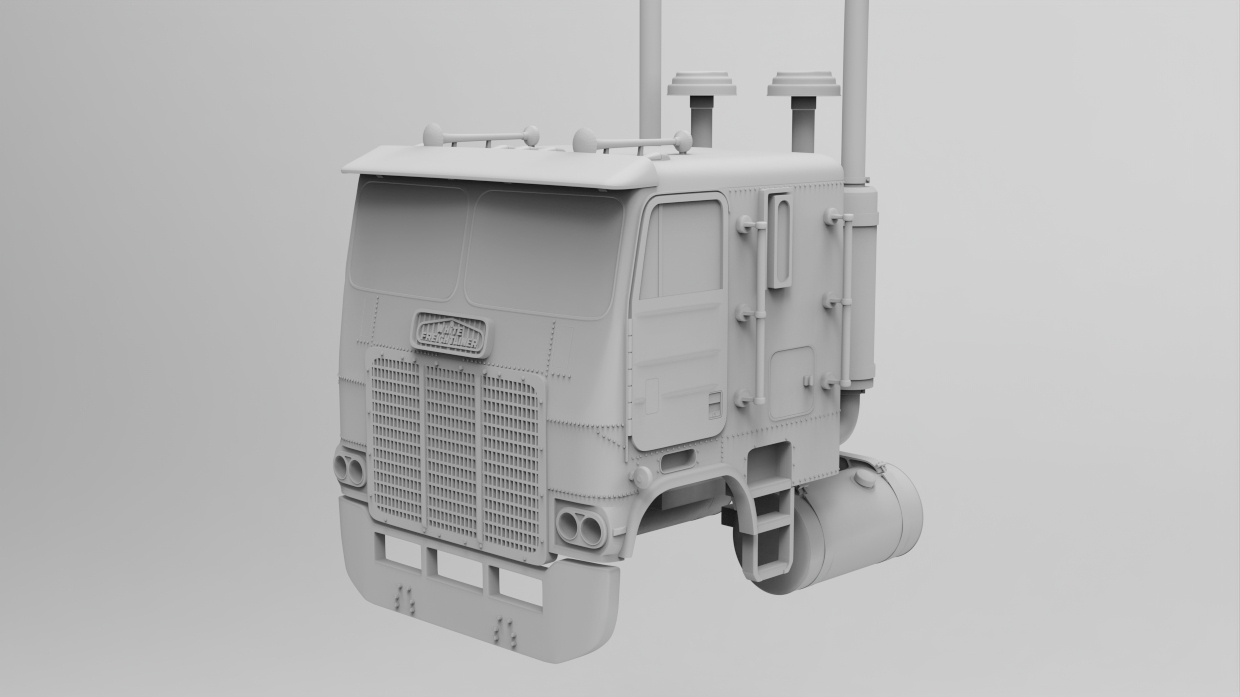 freightliner powerlinercabover 86 pulgada powerliner cabover taxi escala 1 32 semi camión 3d impresión 3D print model - Mito3D