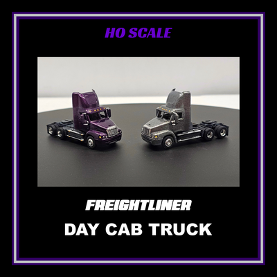 freightliner styled day cab truck ho scale 1 87 semi 18 wheeler diesel lorry big rig heavy duty pre supported vehicle cars model railroad scenery wheels 3d print model - Mito3D