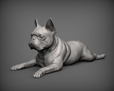 francês buldogue 3d impressão modelo arte Bulldog cão natureza mamífero animal escultura lembrança esculpir esculturas estátua imprimível 3d print model - Mito3D