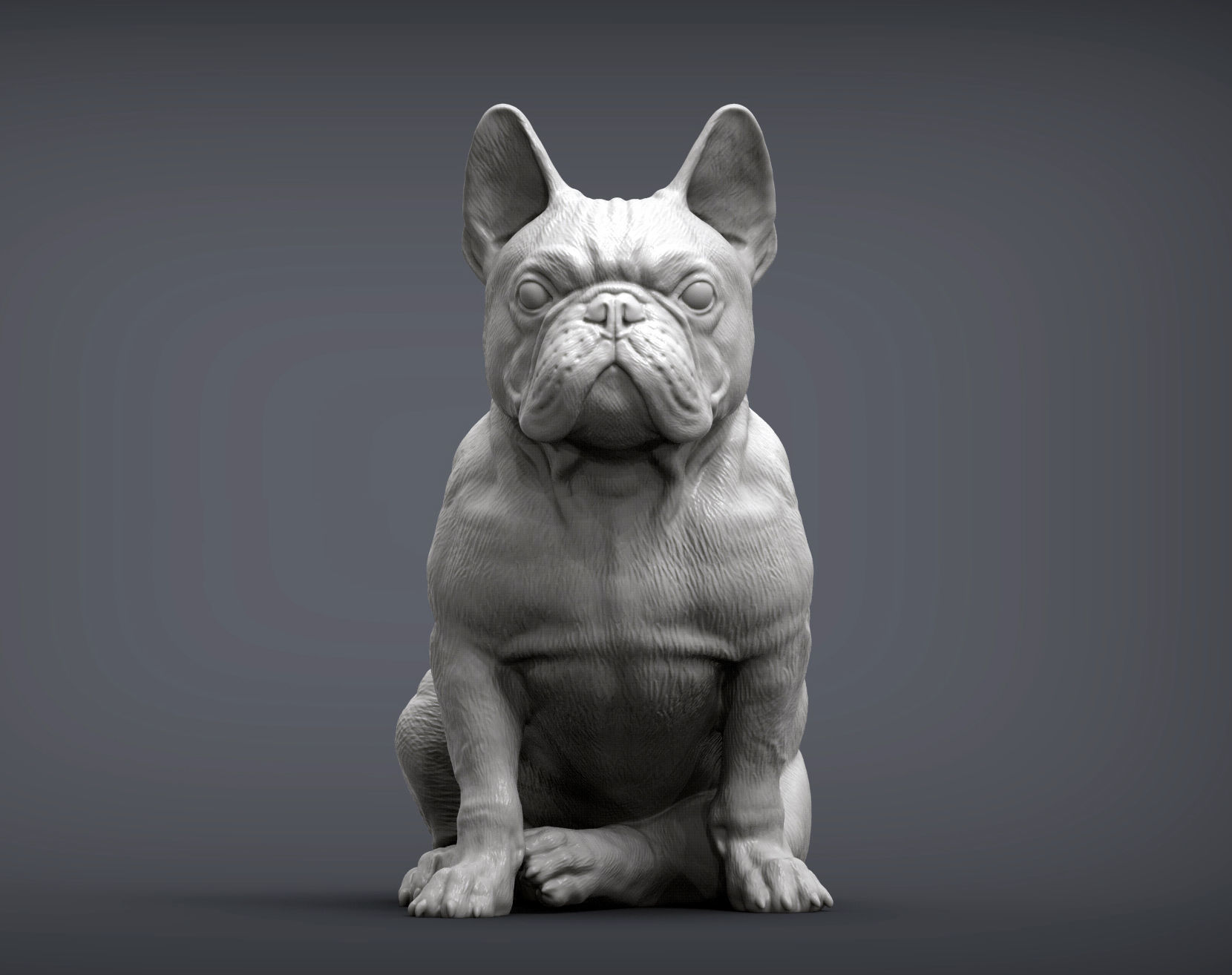 francese bulldog 3d Stampa modello cane natura mammifero animale domestico scultura statuetta souvenir presente scolpire arte sculture statua stampabile 3D print model - Mito3D