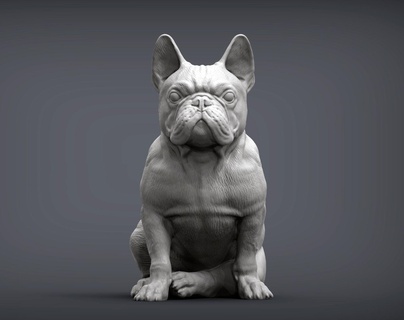 francés buldog 3d impresión modelo Bulldog perro naturaleza mamífero animal mascota escultura estatuilla recuerdo presente esculpir Arte esculturas estatua imprimible 3d print model - Mito3D