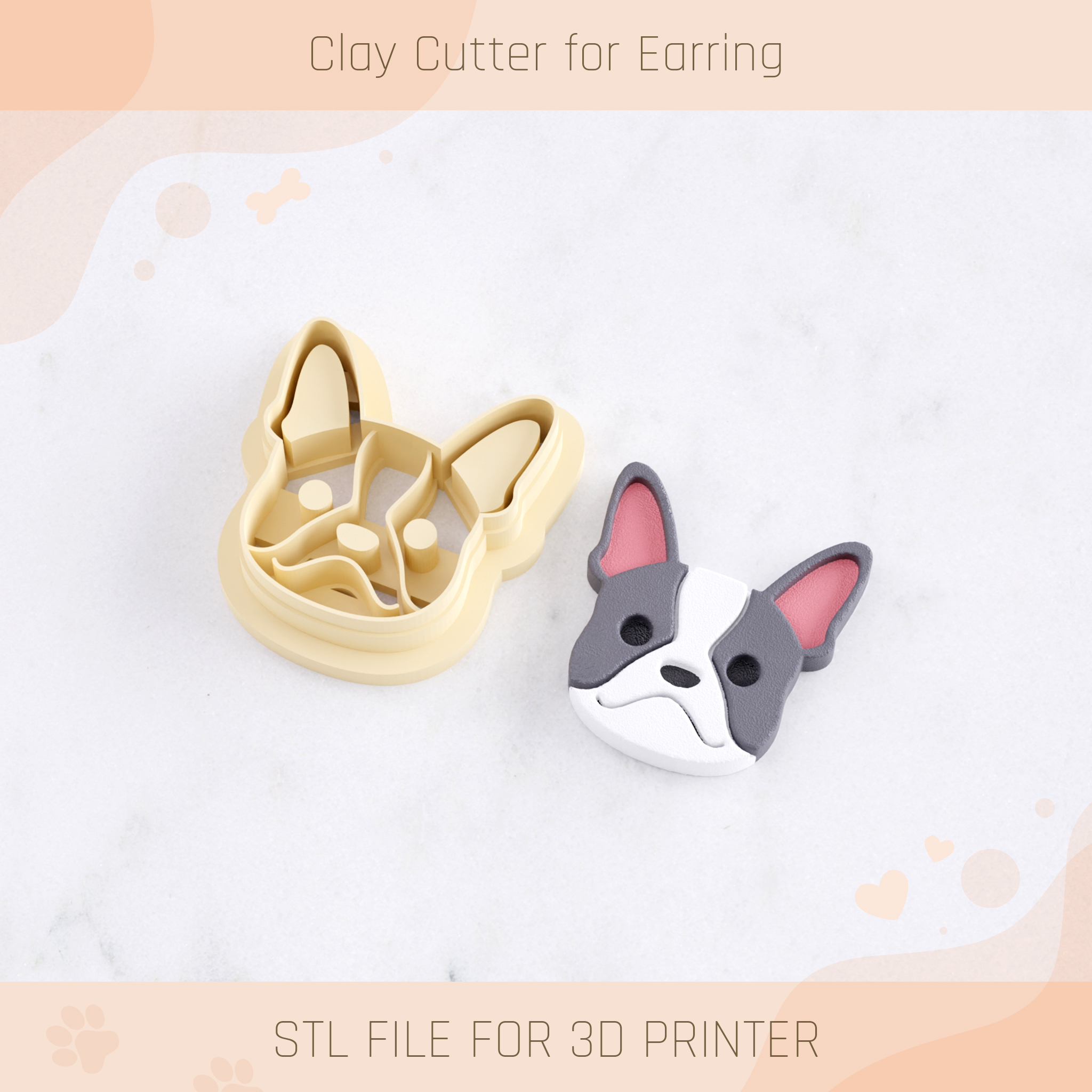 french bulldog dog polymer clay cutter tools earring animal pomeranian poodle labrador pit bull 3D print model - Mito3D