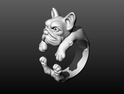 french bulldog embrace ring ring jewelry gold jewel jewellery silver dog french bulldog embrace printable rings brilliant platinum gem jewelry rings wedding animal pet  3d print model - Mito3D