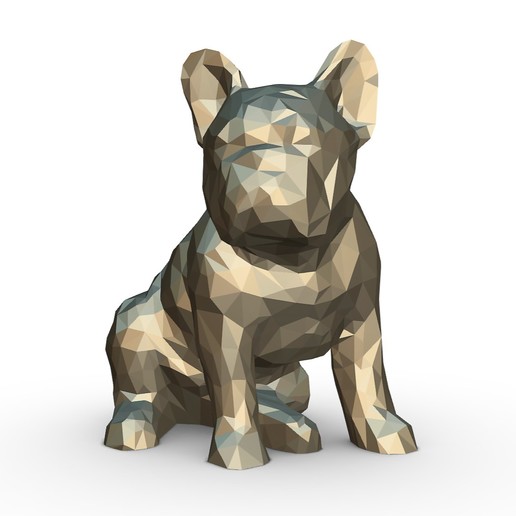 bulldog francese figura 2 art il bull basso poli regalo di stampa gioielli lowpoly ciondoli 3dprint animale arredamento figurina interni design miniature la scultura statua giocattolo mammifero cane 3D print model - Mito3D