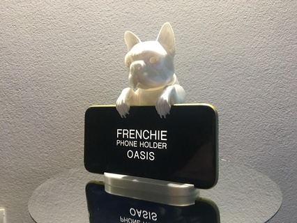 french bulldog holder stand phone dock station animal frenchie funny cute dog iphone statue tablet supports decor 3d print model - Mito3D