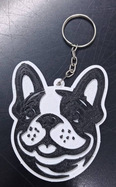fransızca bulldog anahtarlık ev açık sözlü fransızca köpek anahtar yüzük 3d print model - Mito3D