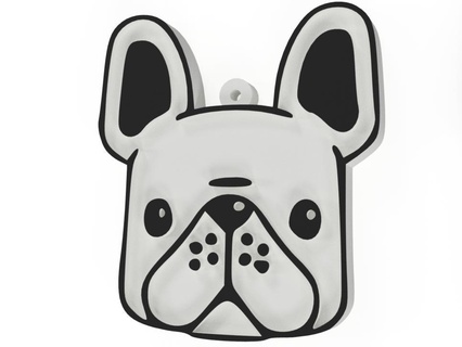 french bulldog keychain v4 key ring dog dog french bulldog keyring  3d print model - Mito3D