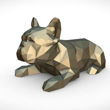 français bouledogue mensonge chien art impression lowpoly 3dprint animal miniatures sculpture statue jouet 3d print model - Mito3D