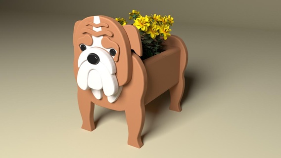 french bulldog pot dog flower design doggie gift storage 3d print model - Mito3D