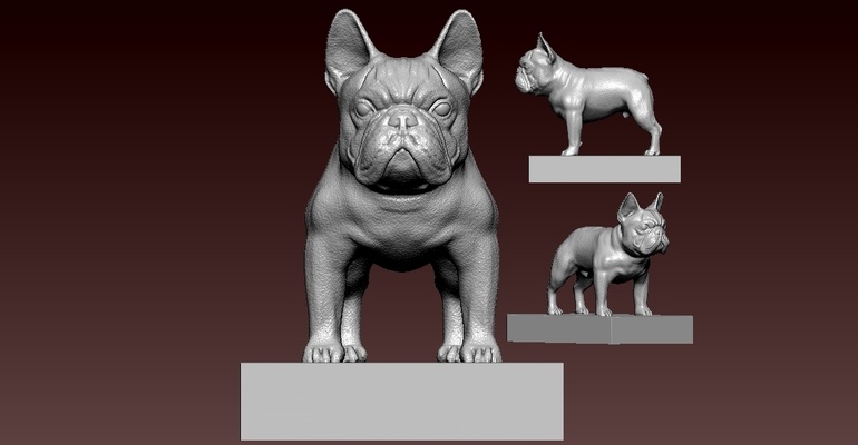 français chien décor statue mascotte déstop 3d impression rauque brute bouledogue chat animal 3d print model - Mito3D
