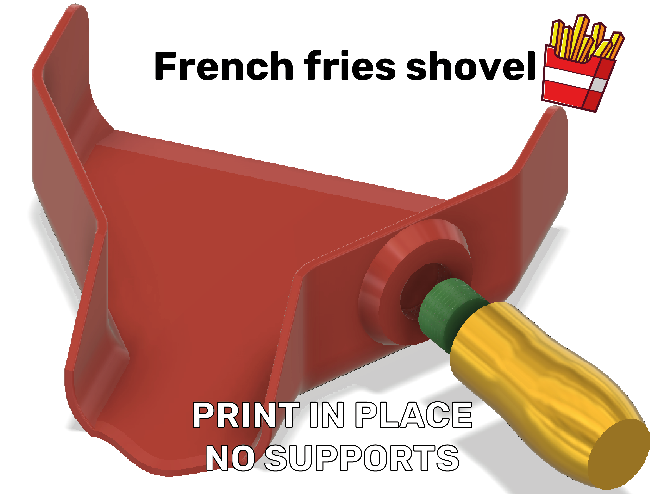 francés papas fritas pala patatas frito embudo 3D print model - Mito3D