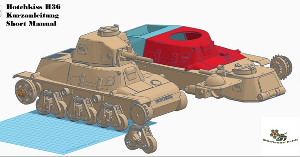 Französisch Hotchkiss h36 rc Panzer 1 16 Halbe Strecke wwii Deutsche sdkfz 116 Rahmen Tiger 3d print model - Mito3D
