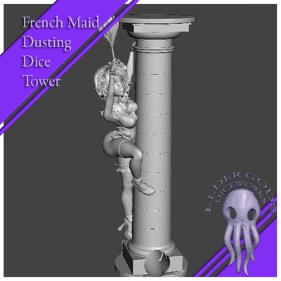 french maid aunt cass dusting dice tower game girl woman doric column 3d print model - Mito3D