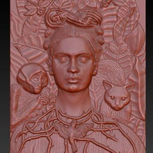 frida art cnc relief carving 3d print model - Mito3D