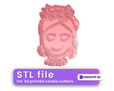 frida kahlo dreaming face cookie cutter stl mexico mexican cutters 3d print model - Mito3D