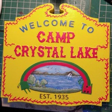 friday 13th camp crystal lake sign relief - hard smooth vers home cosplay jason ccl horror prop movie 3d print model - Mito3D