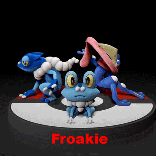 froakie frogadier greninja evolution 3 1 pack- fan art - pok mon game fanart figure toy nintendo figurine 3d print anime pokemon unite 3D print model - Mito3D