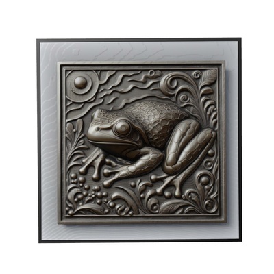 grenouille animal soulagement art animaux yeggi mito3d buste google pendentifs médaillon relief wall mur 3d print model - Mito3D