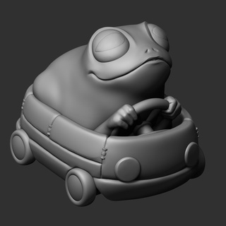 frog driver sculture 3d print model - Mito3D