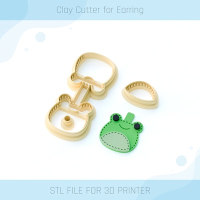 frog leather keychain stitch clay cutter jewelry tools earring stl jewelry polymer 3d print model - Mito3D