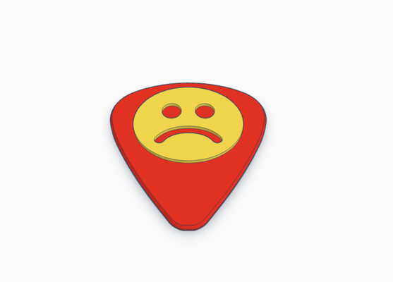 frown emoji guitar pick bass electric acoustic frowny instrument music rock classical pickcard band group collection card 3d print model - Mito3D