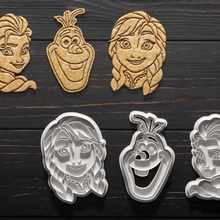 frozen cookie cutter set 3 home princess anna snow queen arendelle elsa olaf stamp cookies cook cithen cutters 3d print model - Mito3D